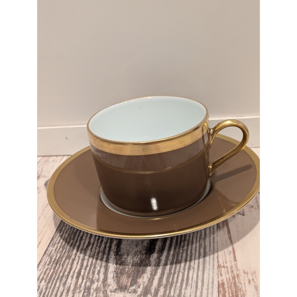 Robert Haviland Limoges Arc En Ciel Chestnut Tea Cup & Saucer NEW Replacement
